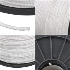 White 1/8 Inch by 1000-Feet Hollow Braid Polypro Rope 350 Pounds