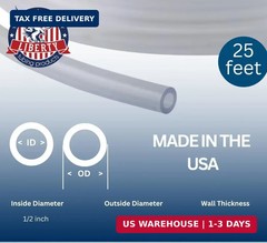 Made in the USA 1/2″ID x 5/8 OD Tubing. Phthalate free, BPA free, FDA compliant