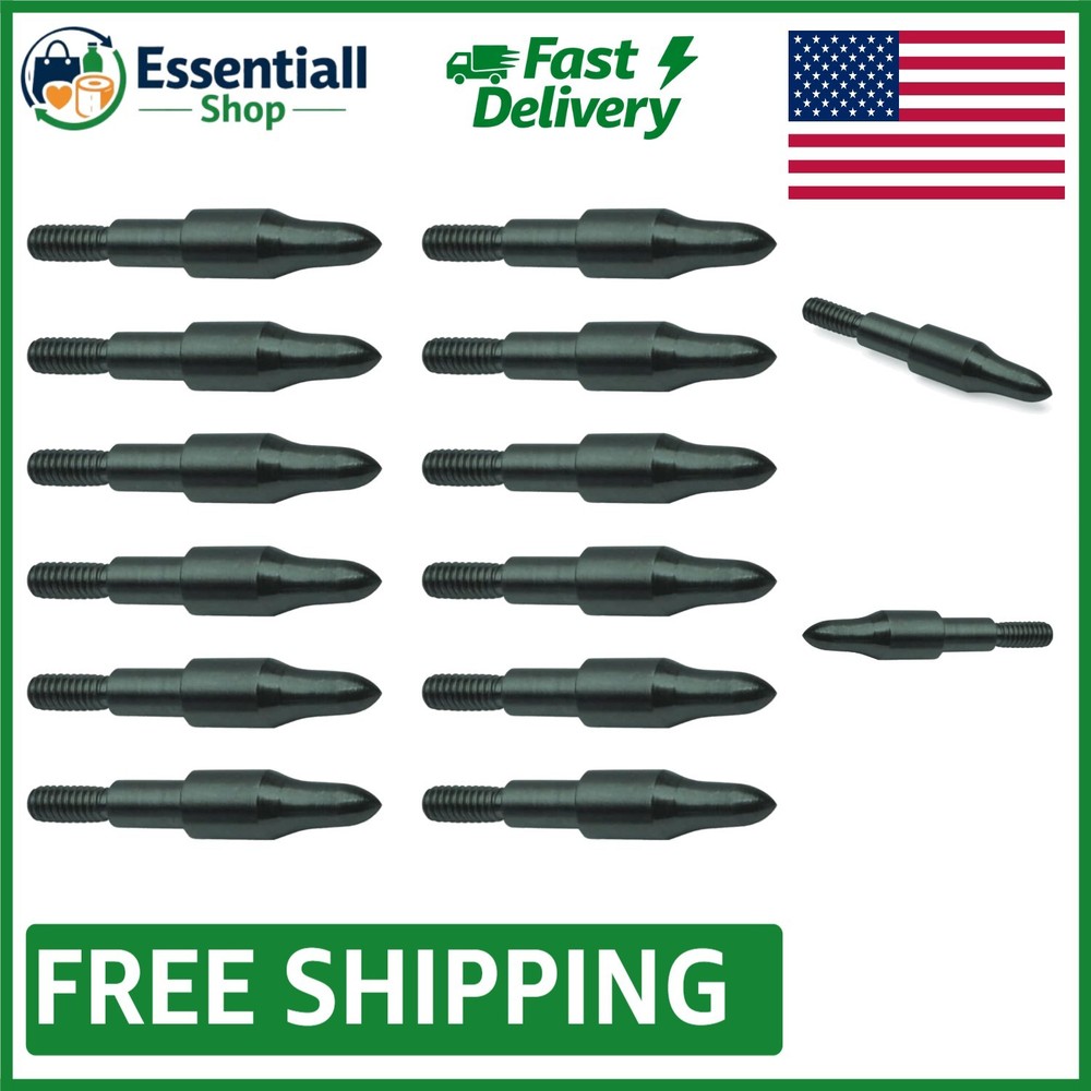 Precision Machined Screw-in Archery Field Tips – 125 Grain Steel Tips (12 Pack)