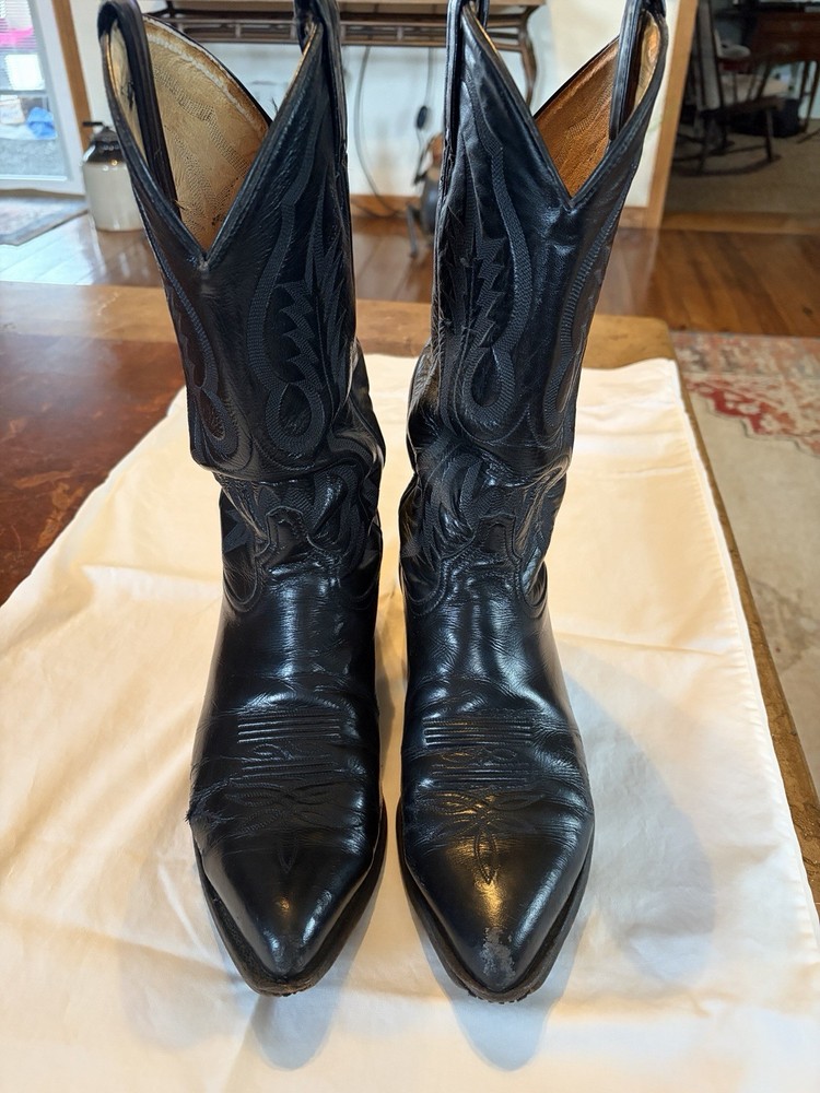 Tony Lama Black Western Equestrian Boots Size 10 1/2 Style 2923