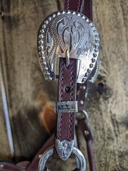 Dark Oil Yearling Show Halter – Congress Cut Silver – Matching Lead Shank
