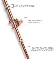 4ft Copper Grounding Rod 3/8 inches dia with Pre-Installed Ground Rod Clamp