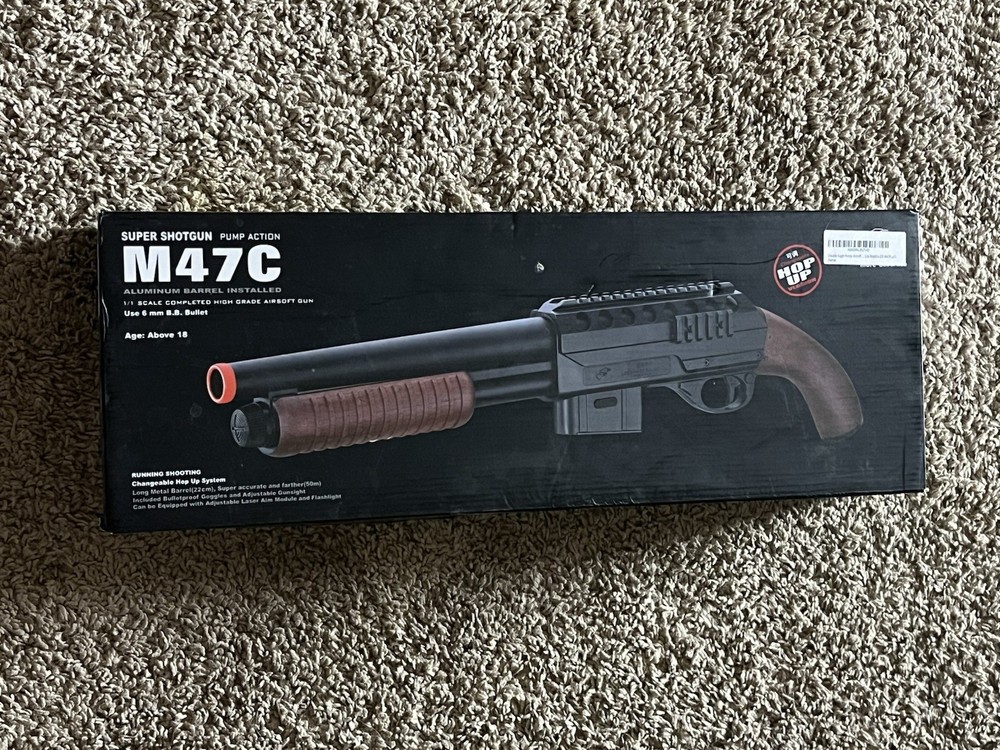 Airsoft Shotgun M47C Tactical Pump Action Rifle 320 FPS Saw Off Buttstock Wood