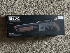 Airsoft Shotgun M47C Tactical Pump Action Rifle 320 FPS Saw Off Buttstock Wood
