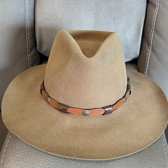 Bailey Tan 100% Wool Felt Western Cowboy Hat Brown Leather Band Size 7 1/8