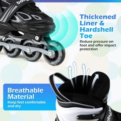 Kids’ Inline Skates for Boys Girls Ages 5-7, 4 Sizes Adjustable Blade Roller