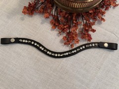 Custom Gems Browband All Sizes Dark Brown or Black Leather U V & Straight Shapes