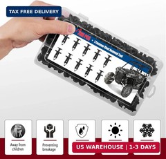 Xislet 200Pcs Polaris Push Pins, UTV Nylon Fender Clips & Body Rivets with Tool,