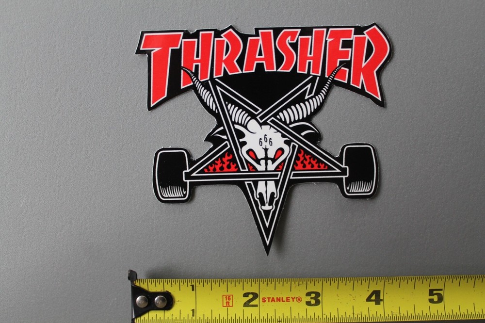Thrasher Skateboard Magazine Goat Pentagram Star Red Z73B Skateboarding STICKER