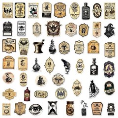 25Pcs Random Retro Gothic Witch Potion Bottle Occult Magic Symbol Stickers