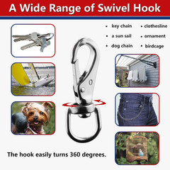Swivel Eye Snap Hooks, 304 Stainless Steel Heavy Duty 2.7 Inch 3.5 Inch Spring H
