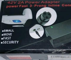 Evaplus 42v2a Power Adapter Power Fast 3 prong inline connector- New open box