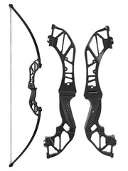 Archery Takedown Recurve Bow Hunting Long Bow Alloy Riser – Right Hand Black – D