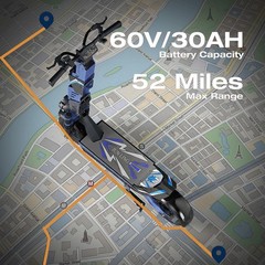 NFC APP 6000W High Power Electric Scooter 52 Miles Range, 45MPH 60V Music Player
