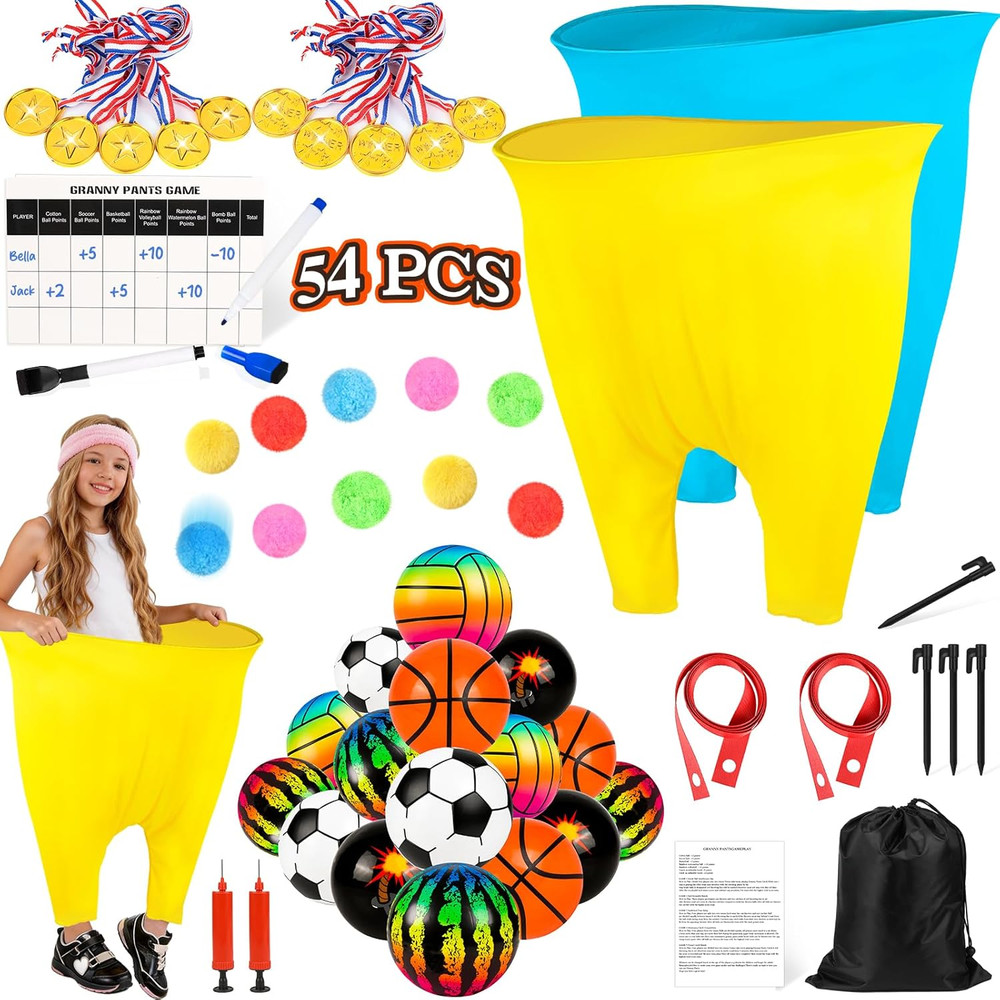 Granny Pants Yard Game, Tossing Game Set with 20 Bouncy Balls & 10 Water Balls f