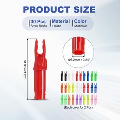 30 Pack Archery Arrows Nocks 6.2mm Plastic Insert Arrow Nock Multicolor