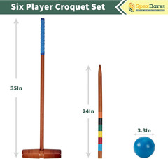 35’’ Deluxe Croquet Set, Six Player Croquette Game with Premium Wooden Mallets,