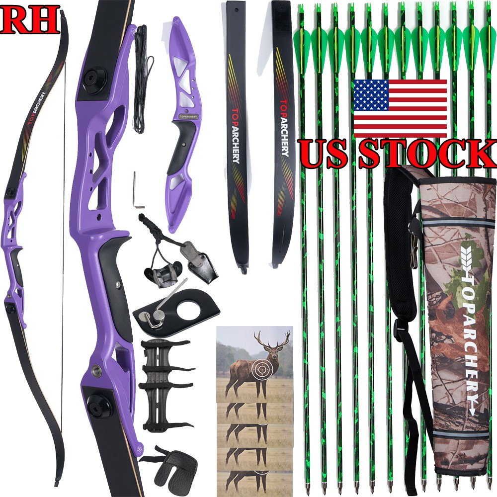 56″ Archery Takedown Recurve Bow RH 18-50lbs Metal Riser Hunting Shooting Target
