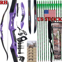 56″ Archery Takedown Recurve Bow RH 18-50lbs Metal Riser Hunting Shooting Target