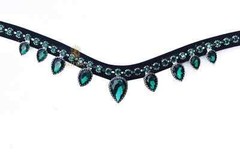 Emerald Green Crystal Leather Bridle Snap Browband For Horse All Size Available.