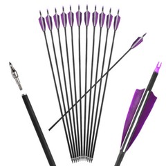 12Pcs 30in Carbon Arrows SP500 Turkey Feather Archery for Compound/Recurve Bow