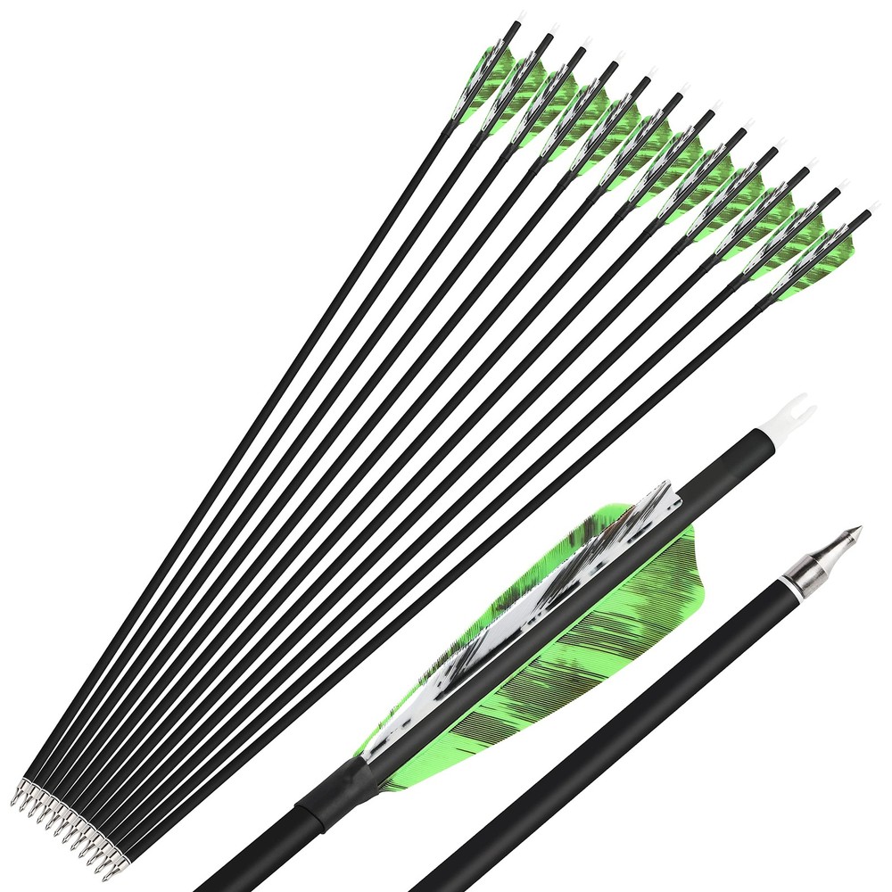 6/12 Pcs Archery Carbon Arrows 500 Spine Practice Hunting Arrows 28/30/31 Inc…