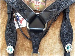 HILASON Western Horse Headstall Breast Collar Set American Leather Black |