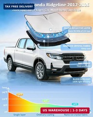 for Honda Ridgeline 2017-2025 2026 Windshield Sun Shade – 4 Layers Car Sunshades
