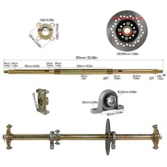 32in Rear Axle kit 6in Wheels Front Steering Assembly Brake Fit ATV Quad Go kart