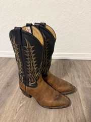 Tony Lama 1150 Men’s US 8 Western Cowboy Boots Brown Vamp Black Shaft