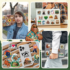 200PCS Bigfoot Stickers, Waterproof Vinyl Sasquatch Stickers for Laptop Water Bo