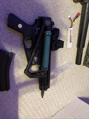 AIRSOFT Lot Two Guns One Aeg Calico Jack Modded, And One Gas Rifle Knights Arm.