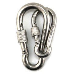 6Pcs 1/4″ Heavy Duty Locking Carabiner Clips Stainless Steel Outdoor Marine