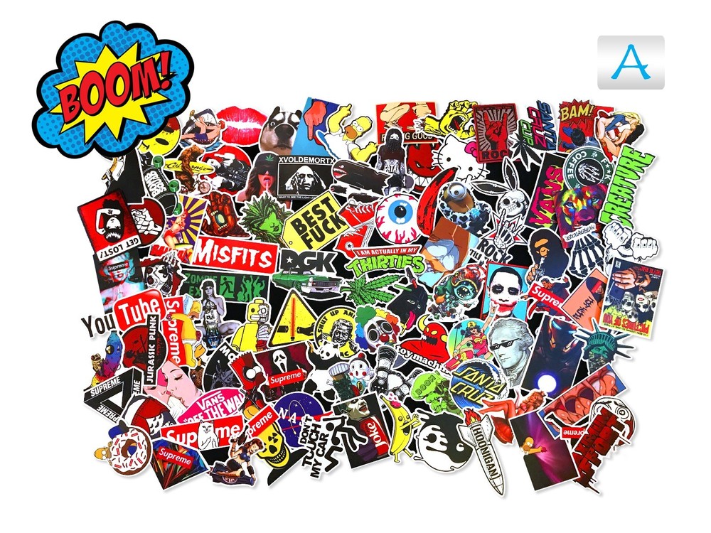 100 Random Skateboard Stickers Vinyl Laptop Luggage Decals Dope Sticker Lot Mix