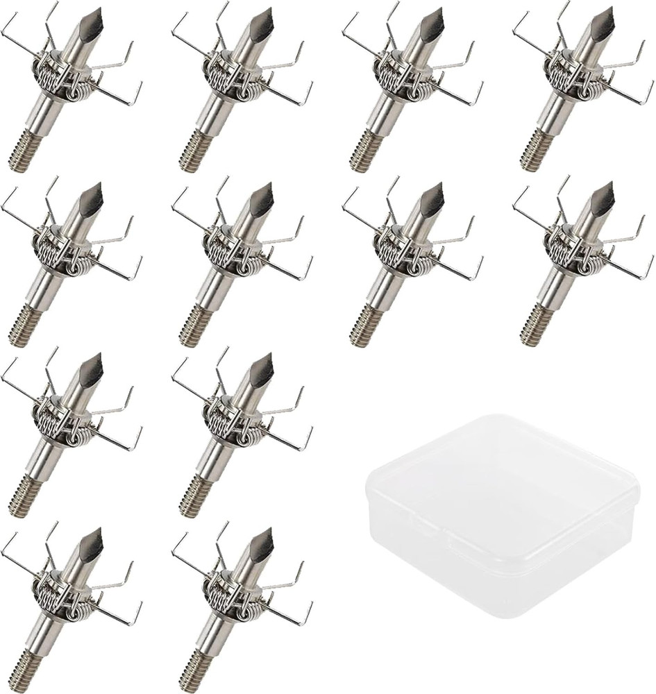 12cs 100 Grain Archery Broadheads 2″ Dia Expandable Hunting Arrowhead w/2 Blade