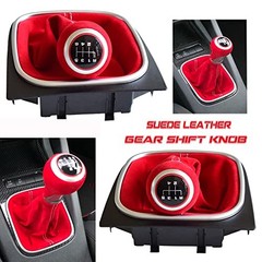 Red Suede Leather Gear Shift Knob – 6 Speed – Complete Red (6-Speed Style)