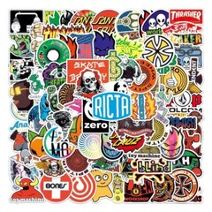 Skate Logo Brand Stickers 50pk Mix Santa Cruz Thrasher Baker Alien Skateboarding