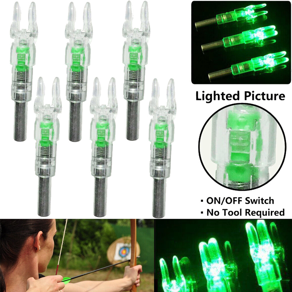 6Pcs LED Lighted Nocks ID 6.2mm Shooting Archery For Compound Bow Arrow Nocks