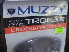 NEW MUZZY 3 Blade CROSSBOW Trocar 100 Grain Archery Hunting Fixed Broadhead –
