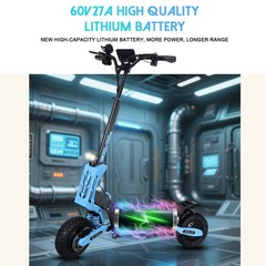 5600W Dual Motor Electric Scooter Off-Road 11″ Tire 60V 27Ah 50MPH GT08 E-Scoote