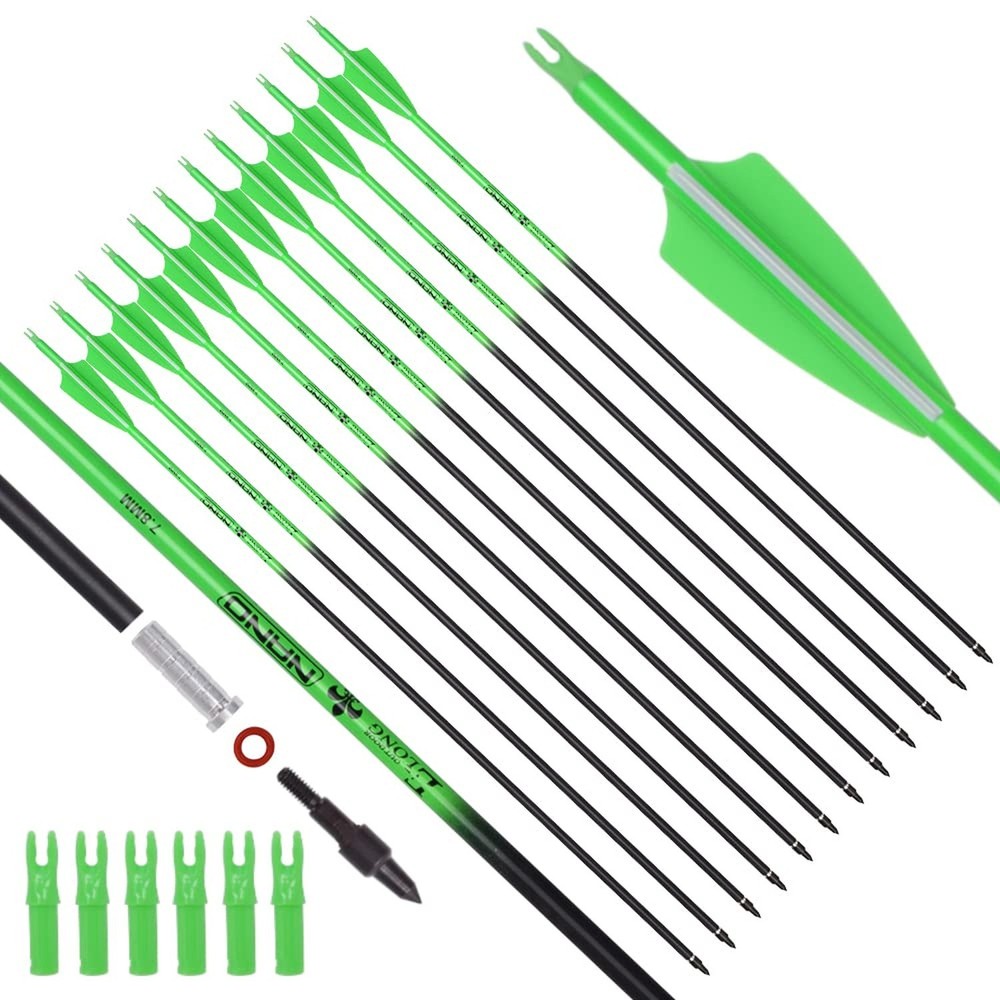 Elong 12PCS 28″ Arrows for Compound Bows,Carbon Hunting Arrows for Archery Sp…