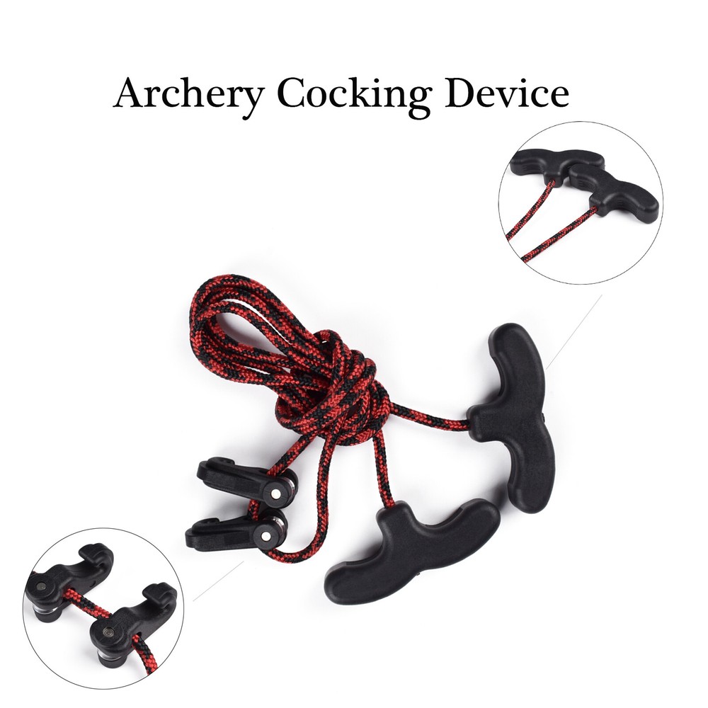 Archery Crossbow Rope Cocking Device Double Handle Aid Strings Cocking Hunting