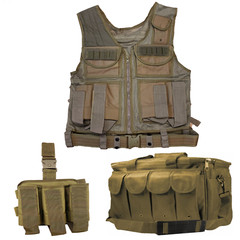 Shooters Gate Deluxe Paintball Vest, Drop Leg Carrier & Range Bag Set – FDE