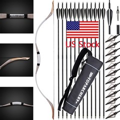 30-70 lbs Traditional Recurve Bow Longbow Wooden Mongolian Bow Archery Hunting