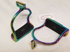 Rainbow Multi Color 4.75″ Horse Safety Saddle Stirrups Double Bend Stainless