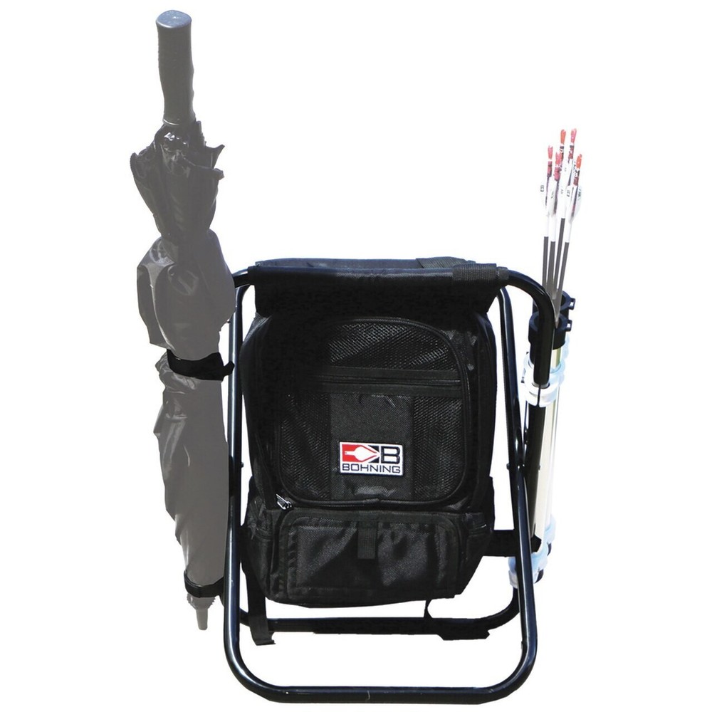 Bohning Complete Shooters Stool with Arrow Tubes & Umbrella Holder – Black
