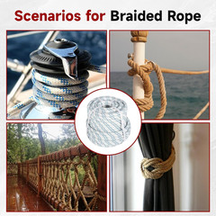 5/8In Rope 150Ft 11250 Lbs Double Braid Polyester Pulling Rope Bull Rope for Pul