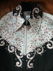 Rod’s Small Pink and Black Western Show Shirt (SEE DESCRIPTION)