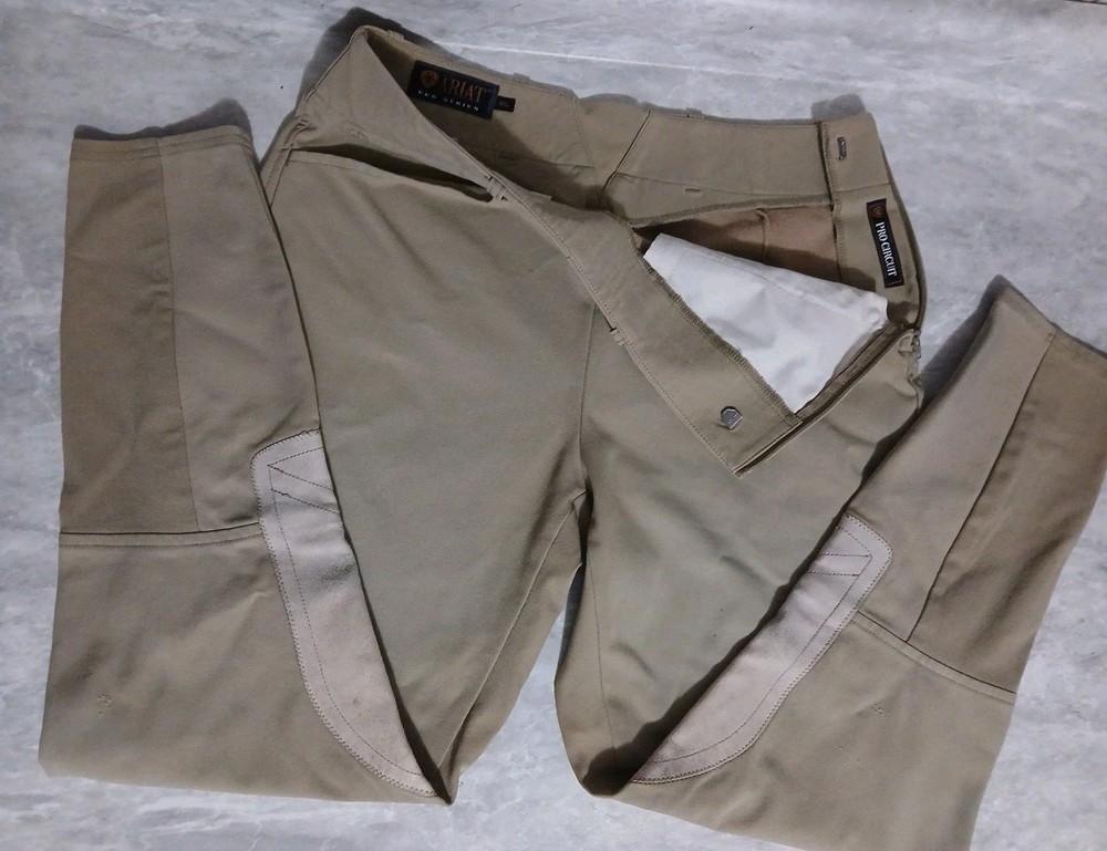 Ariat Pro-Series Pro-Circuit Tan Side-Zip Equestrian Breeches 30L, Preowned