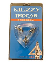 Muzzy Trocar 3 Blade 100 Grain Crossbow Archery Steel Broadhead 3 Pack